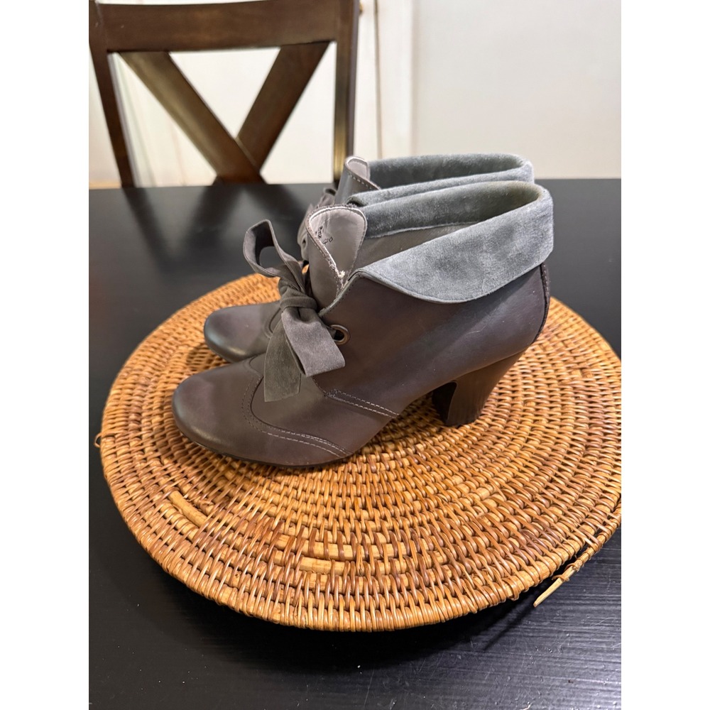 Hush Puppies Womens Grey Leather Bow Ankle Boots H506845 Size 8